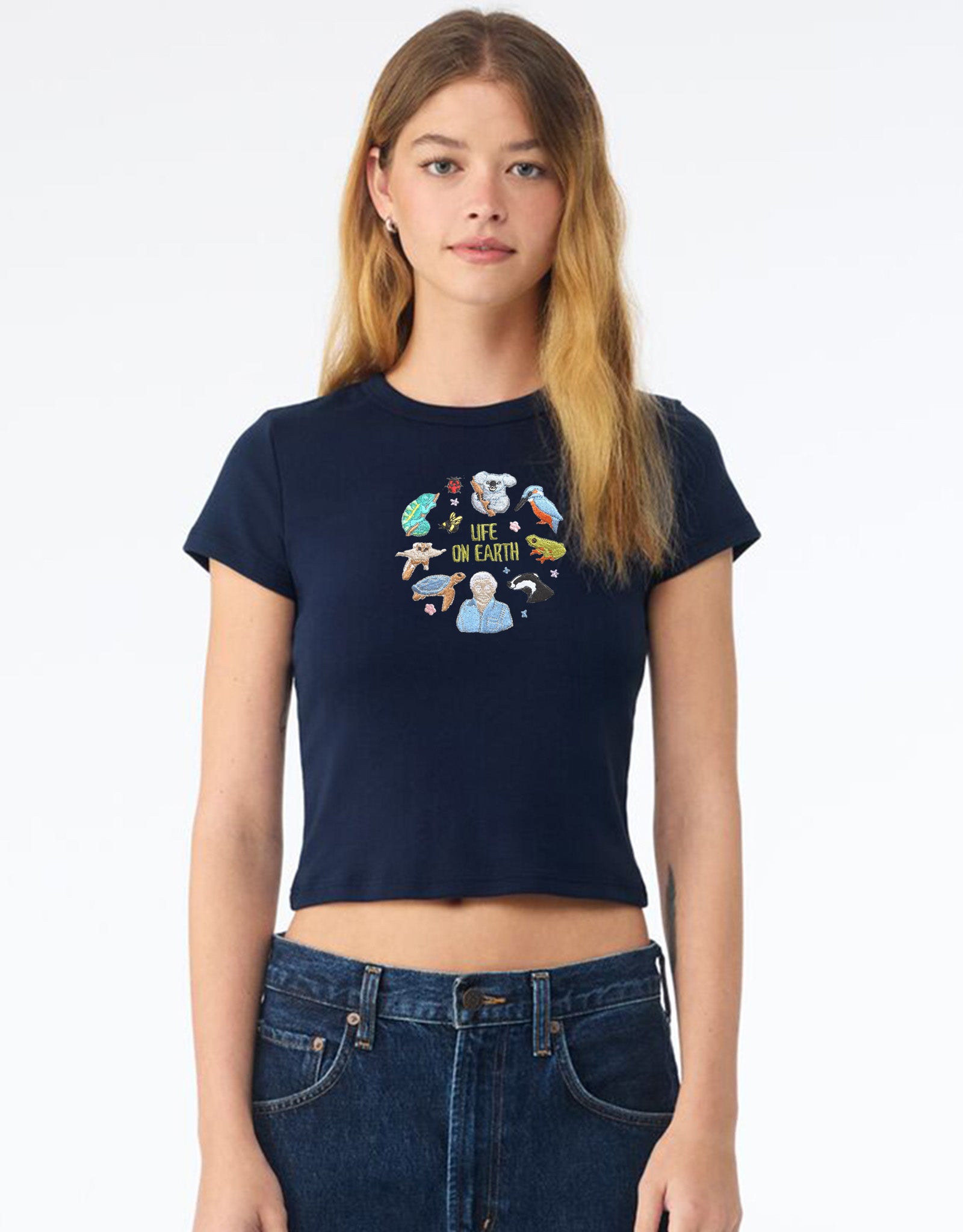 Life On Earth Embroidered Micro Rib Baby Tee