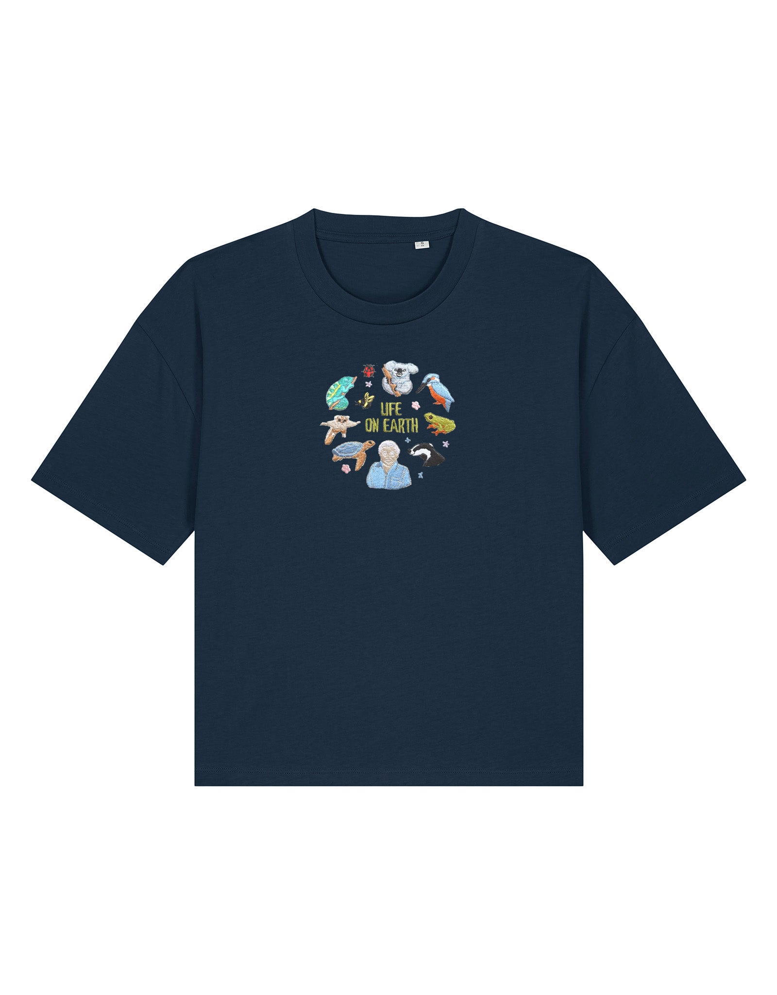 Life On Earth Embroidered Boxy Organic Cotton Tee