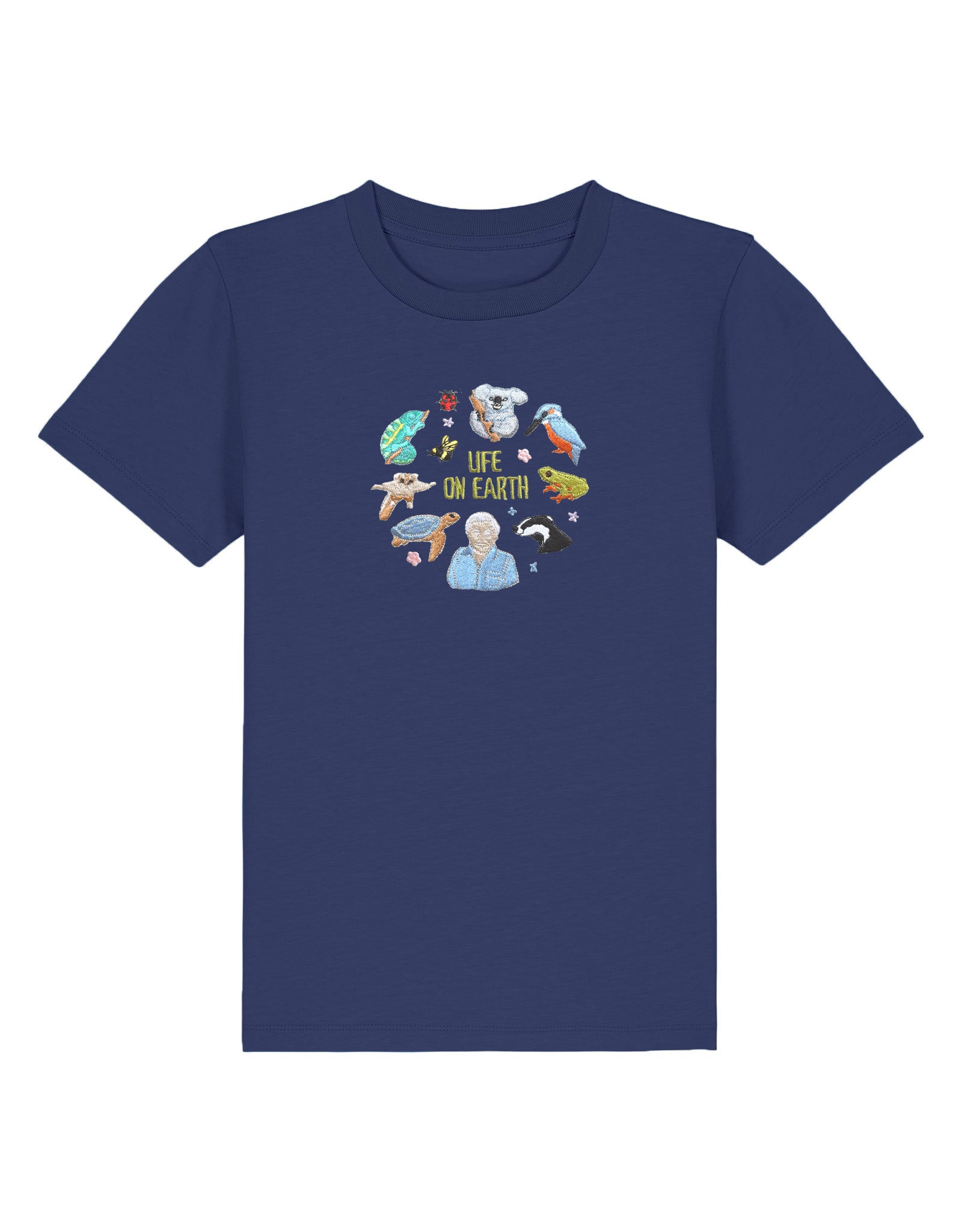 Life On Earth Embroidered Organic Cotton Childrens T-Shirt