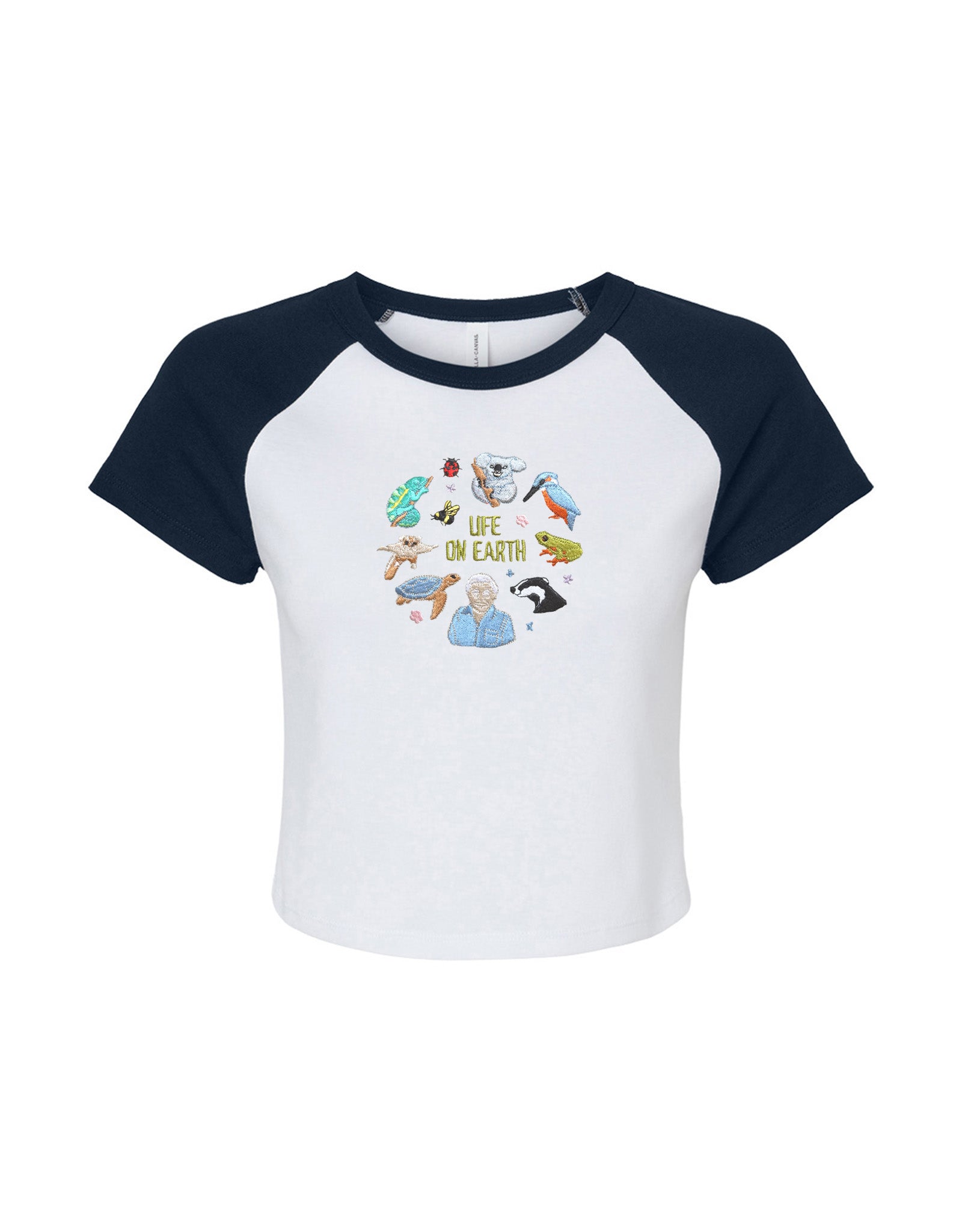 Life On Earth Embroidered Micro Rib Raglan Baby Tee