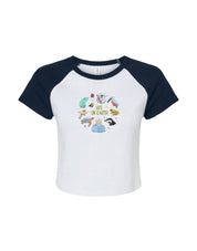 Life On Earth Embroidered Micro Rib Raglan Baby Tee