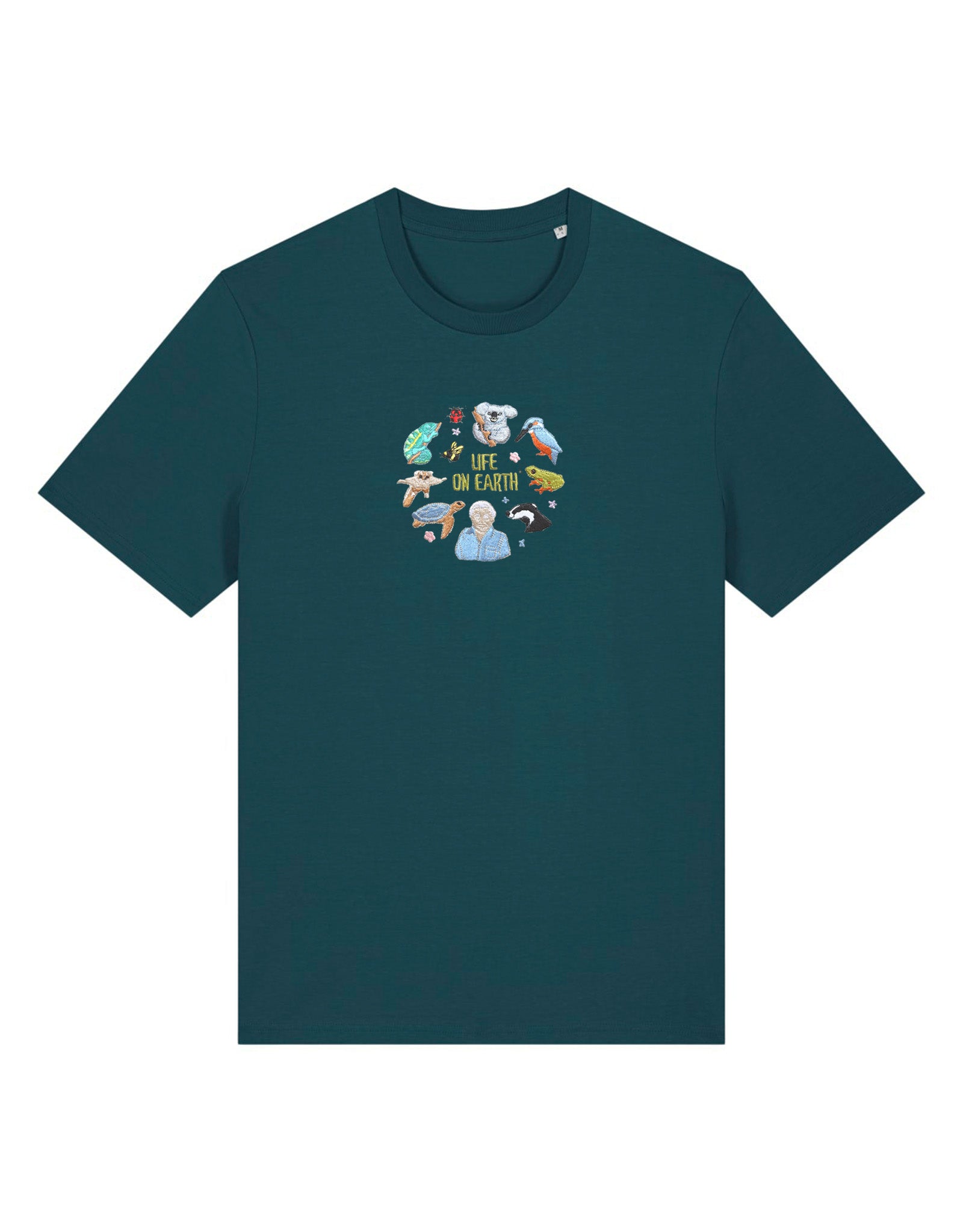 Life On Earth Embroidered Organic Cotton T-Shirt