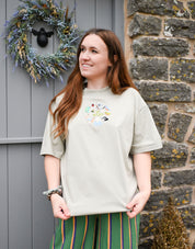 Life On Earth Embroidered Oversized Organic Cotton Tee