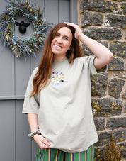 Life On Earth Embroidered Oversized Organic Cotton Tee