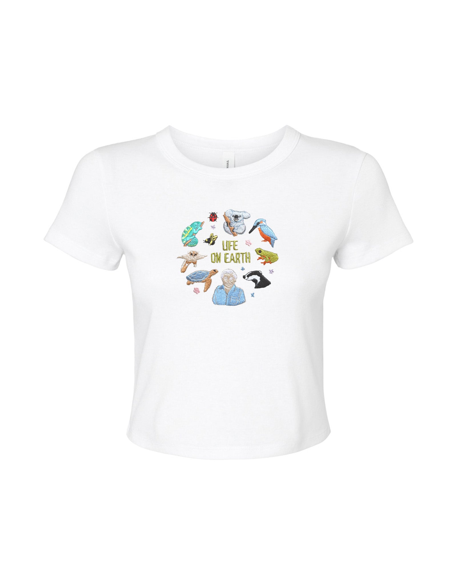 Life On Earth Embroidered Micro Rib Baby Tee