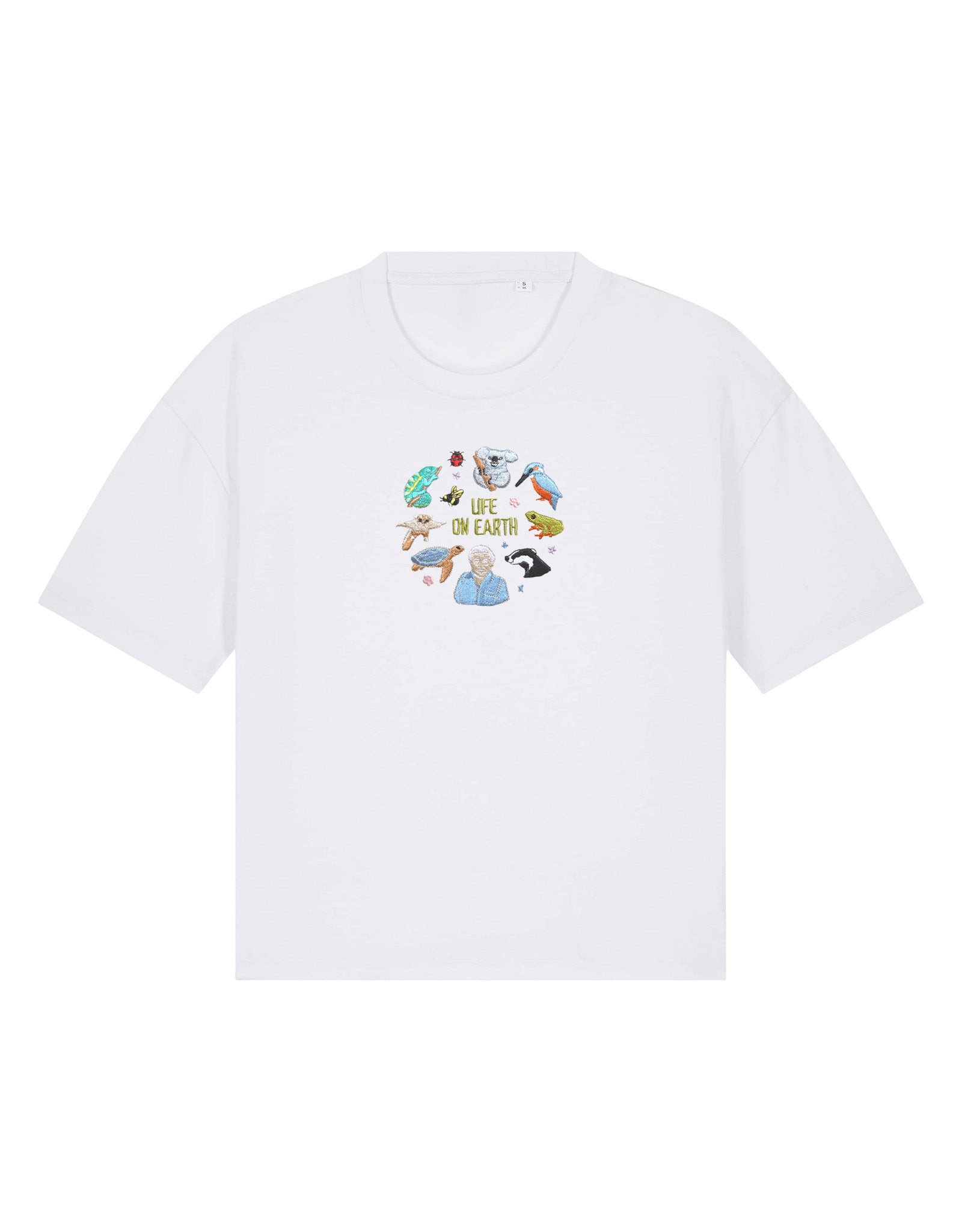 Life On Earth Embroidered Boxy Organic Cotton Tee