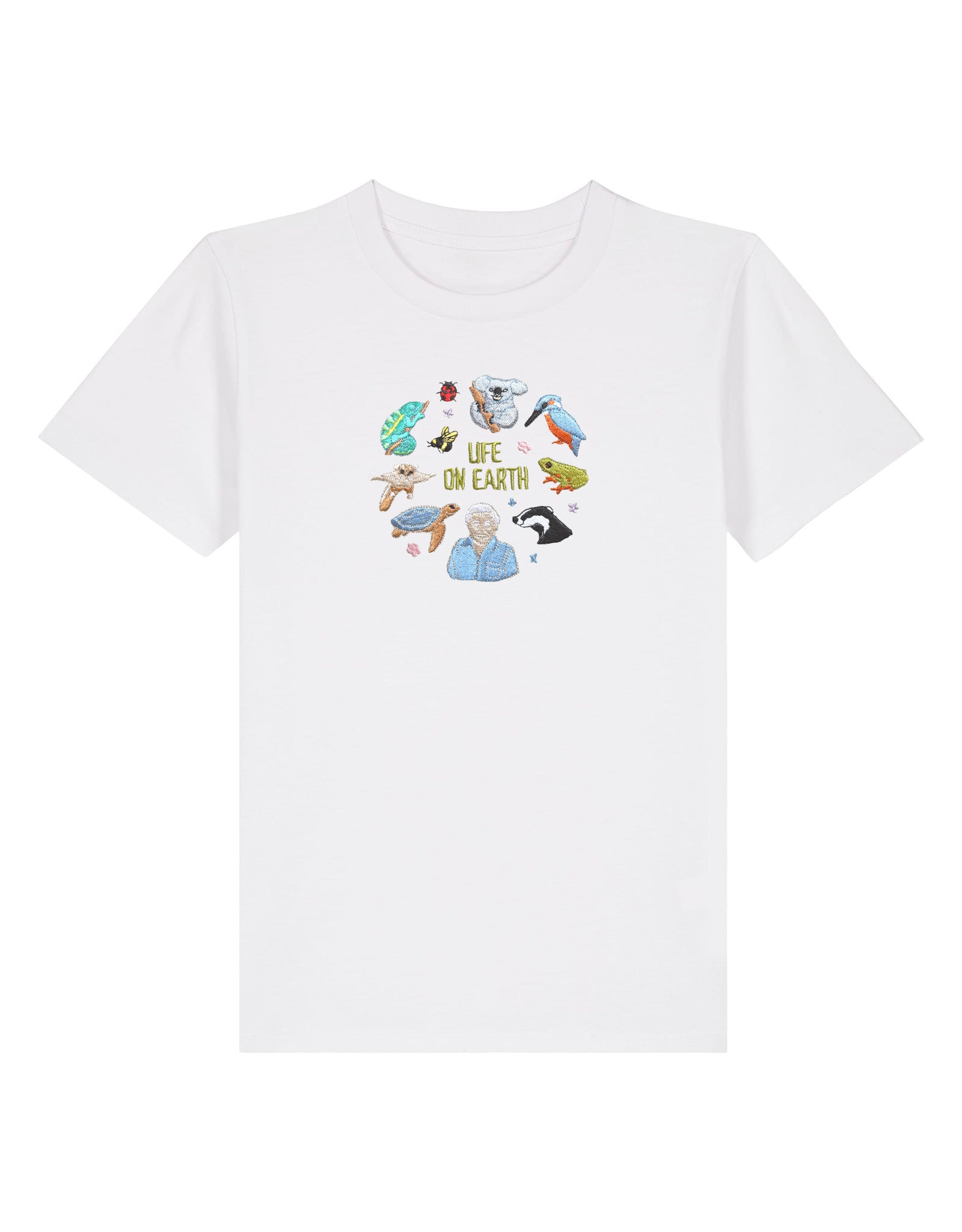 Life On Earth Embroidered Organic Cotton Childrens T-Shirt