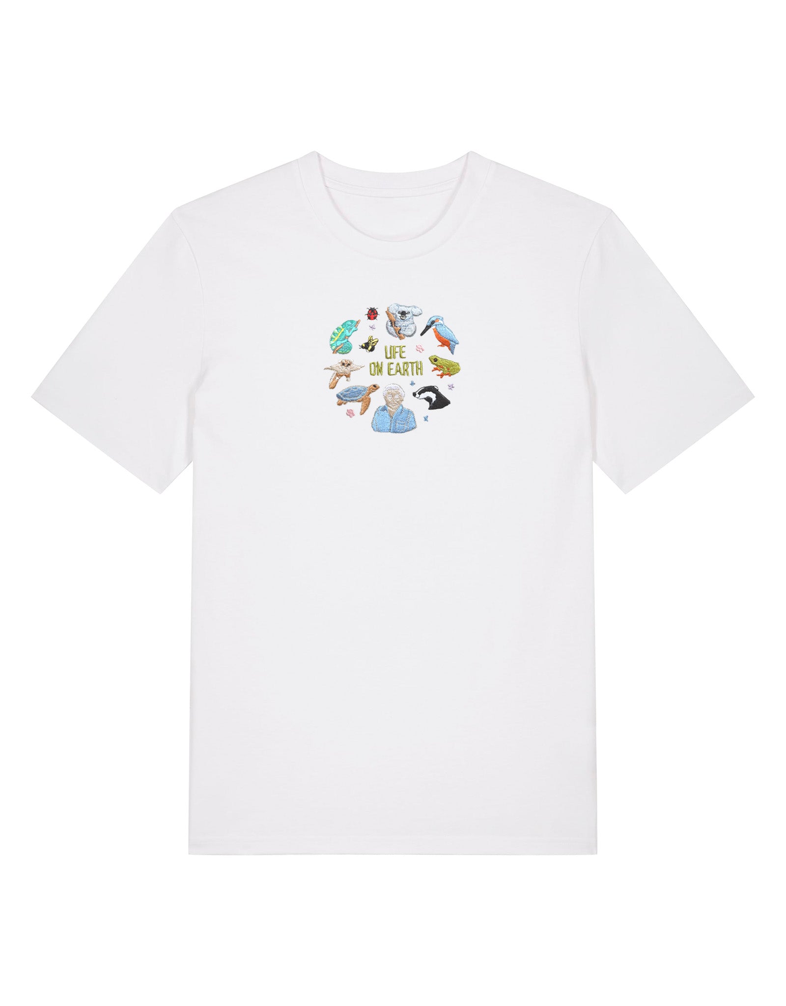 Life On Earth Embroidered Organic Cotton T-Shirt