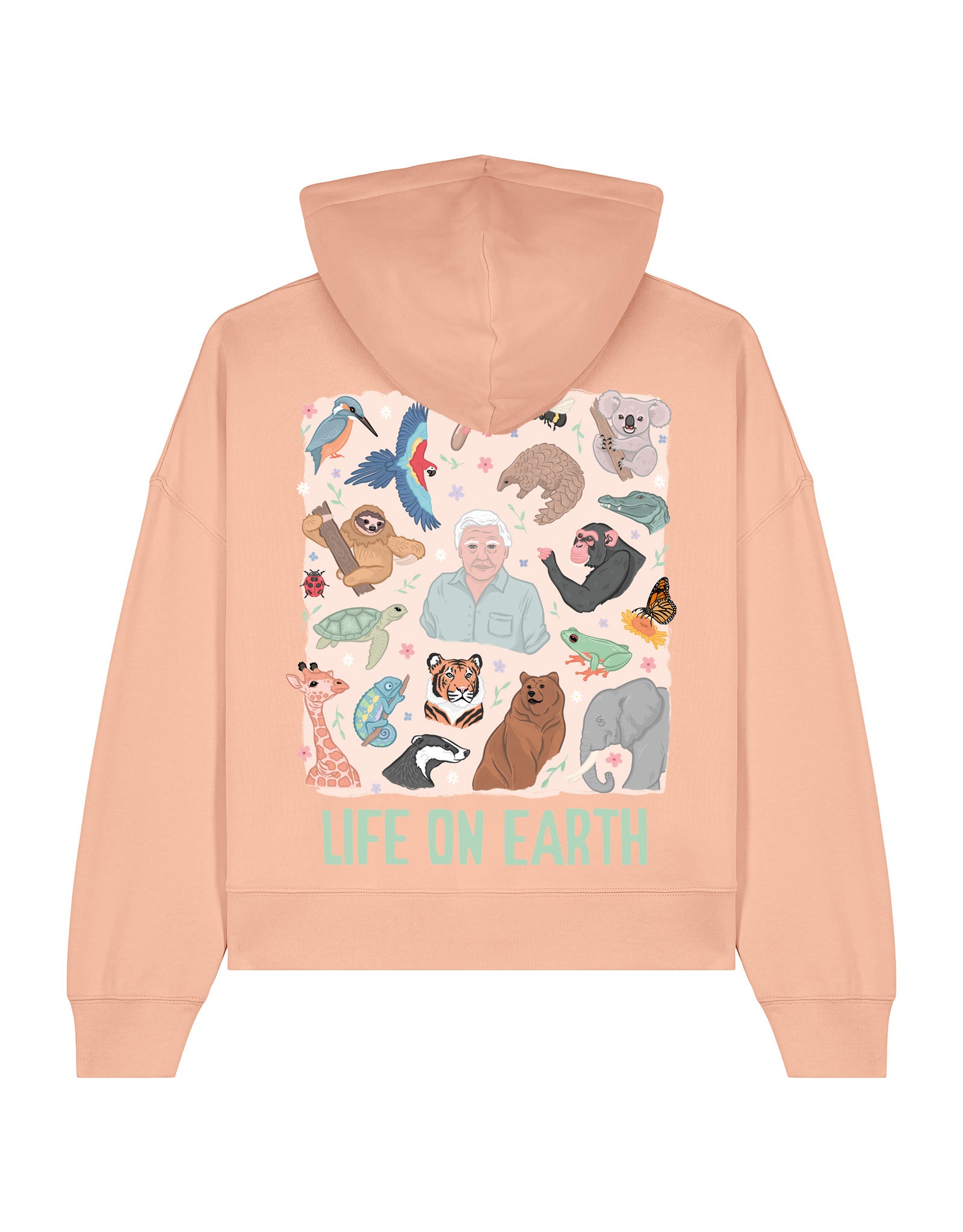 Life On Earth Printed Boxy Organic Cotton Hoodie