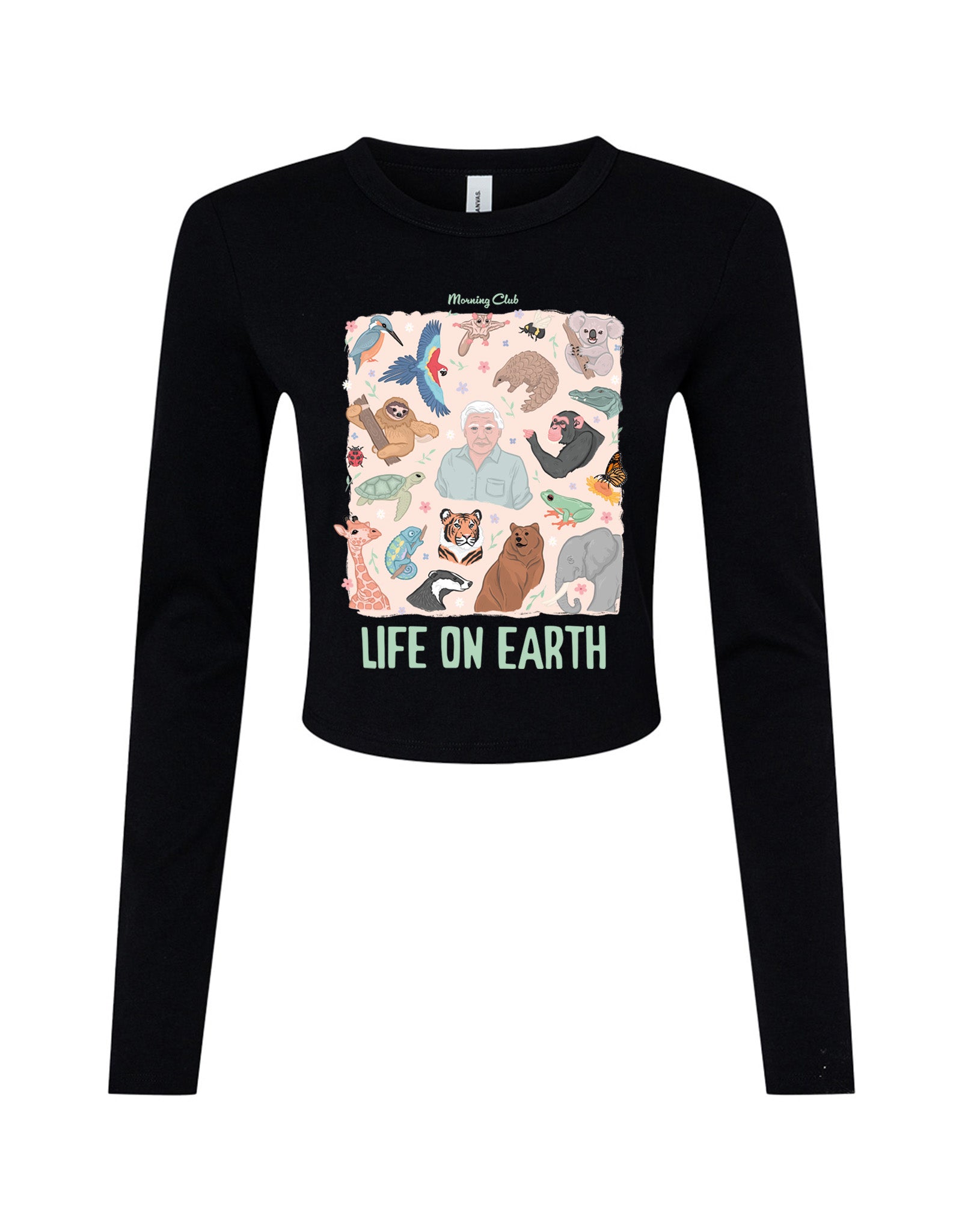 Life On Earth Printed Micro Rib Long Sleeved Tee