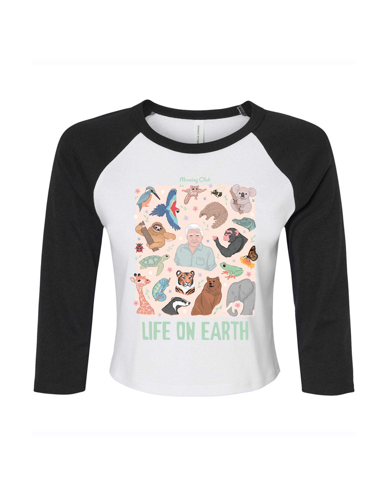 Life On Earth Printed Micro Rib 3/4 Sleeve Tee