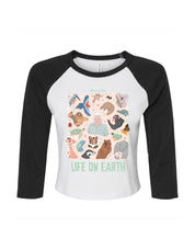 Life On Earth Printed Micro Rib 3/4 Sleeve Tee