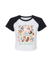 Life On Earth Printed Micro Rib Raglan Baby Tee