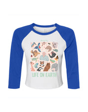 Life On Earth Printed Micro Rib 3/4 Sleeve Tee