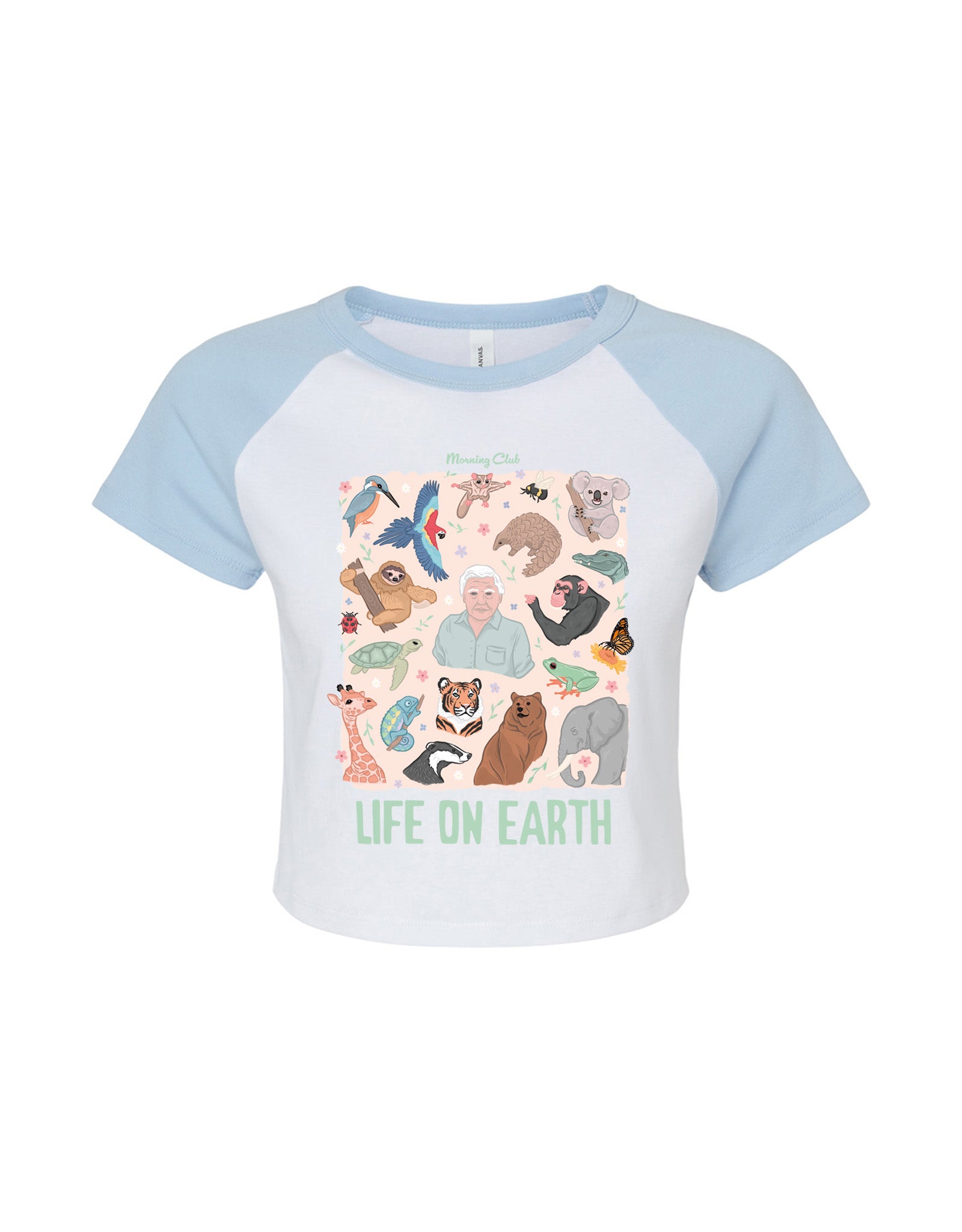 Life On Earth Printed Micro Rib Raglan Baby Tee