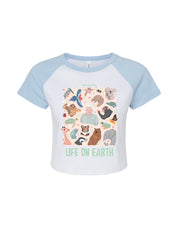 Life On Earth Printed Micro Rib Raglan Baby Tee