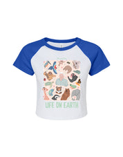 Life On Earth Printed Micro Rib Raglan Baby Tee