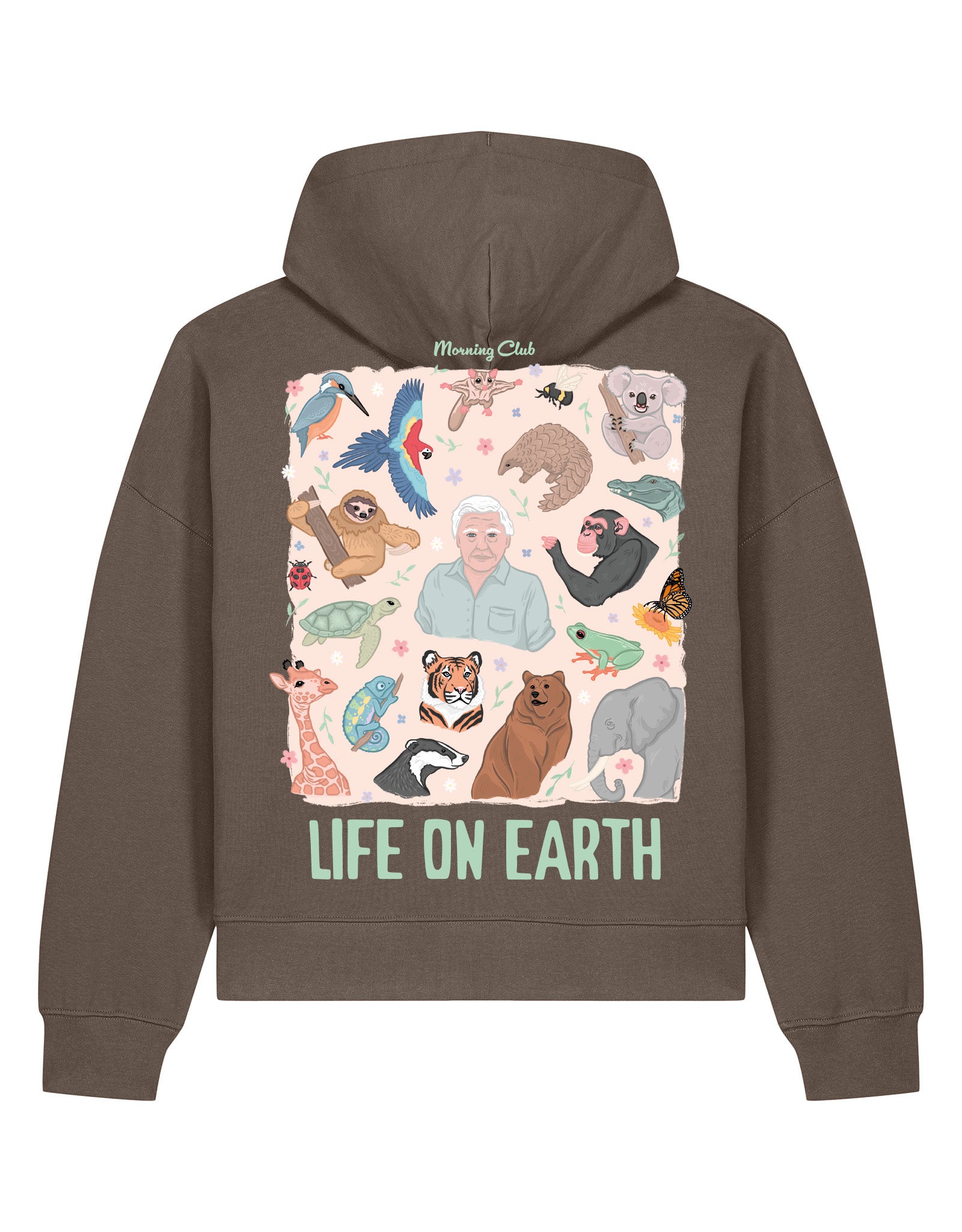 Life On Earth Printed Boxy Organic Cotton Hoodie