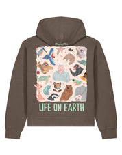 Life On Earth Printed Boxy Organic Cotton Hoodie