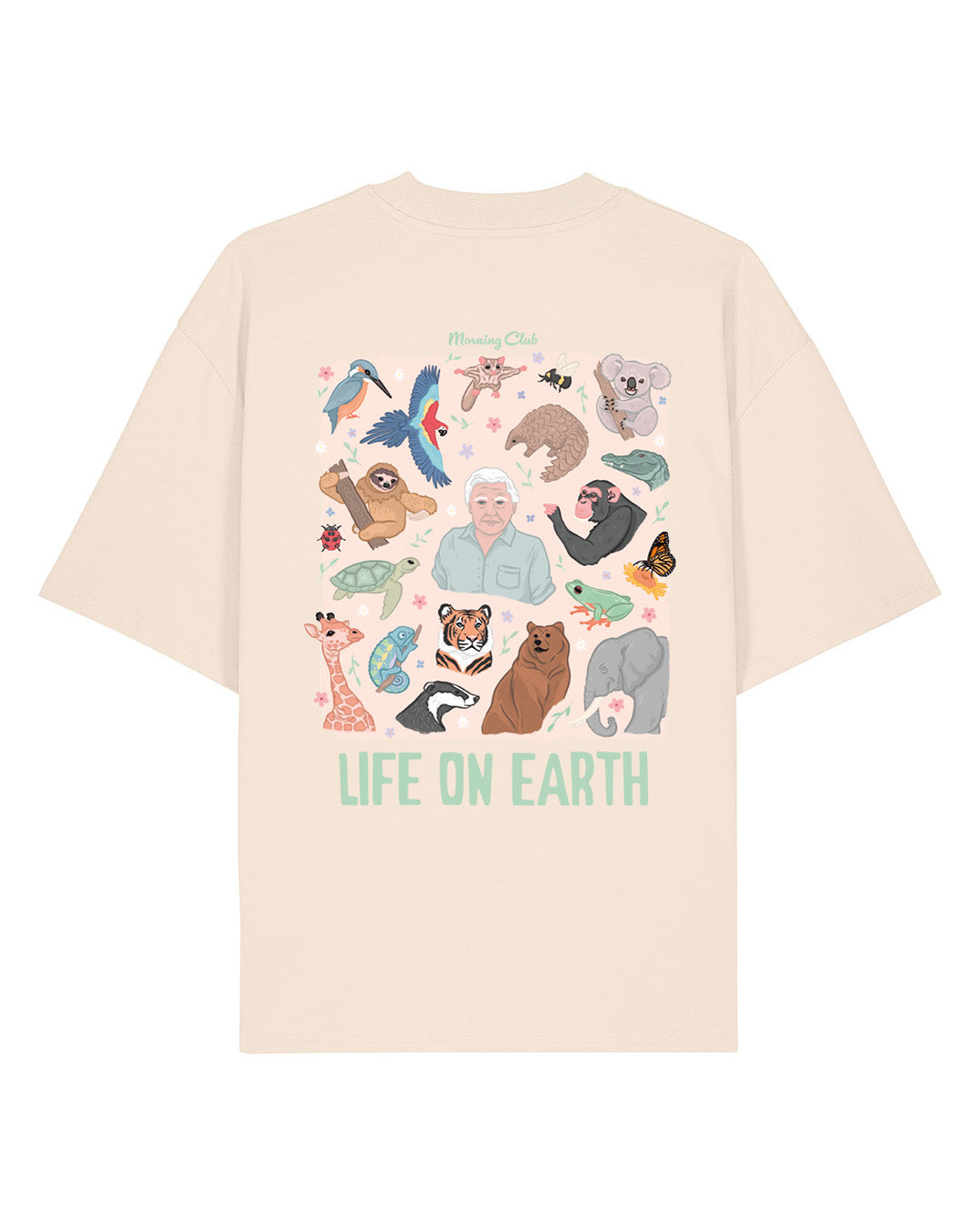 Life On Earth Printed Oversized Organic Cotton Tee
