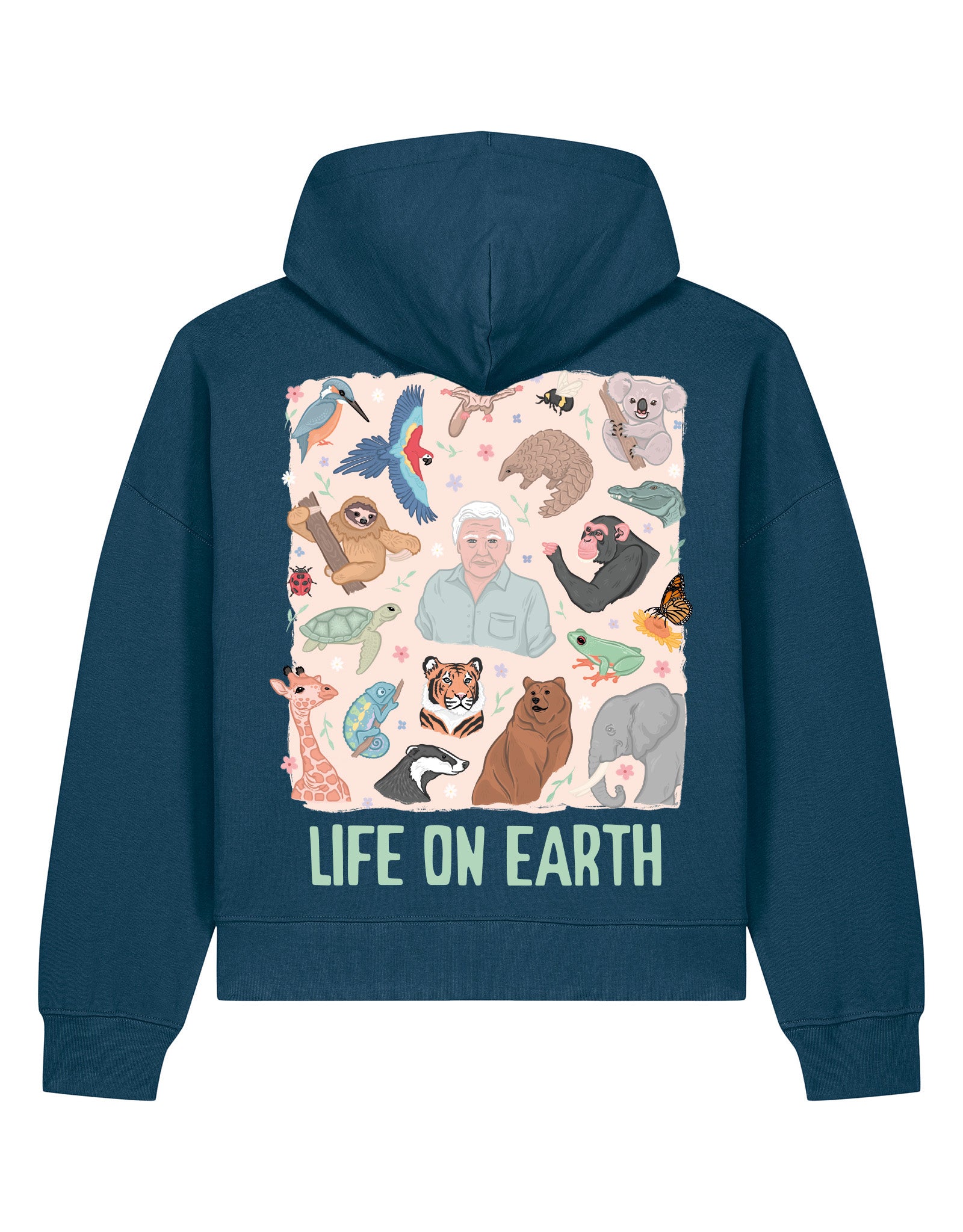 Life On Earth Printed Boxy Organic Cotton Hoodie