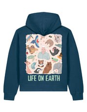 Life On Earth Printed Boxy Organic Cotton Hoodie