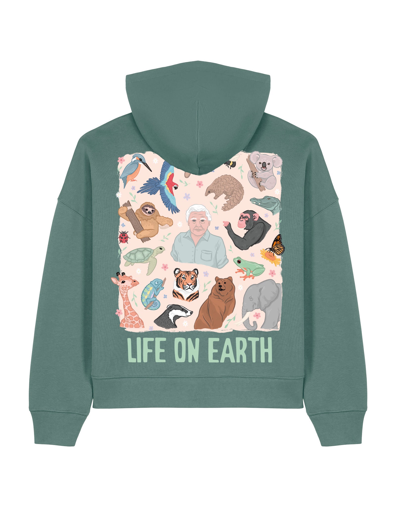 Life On Earth Printed Boxy Organic Cotton Hoodie