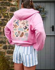 Life On Earth Printed Boxy Organic Cotton Zip Hoodie