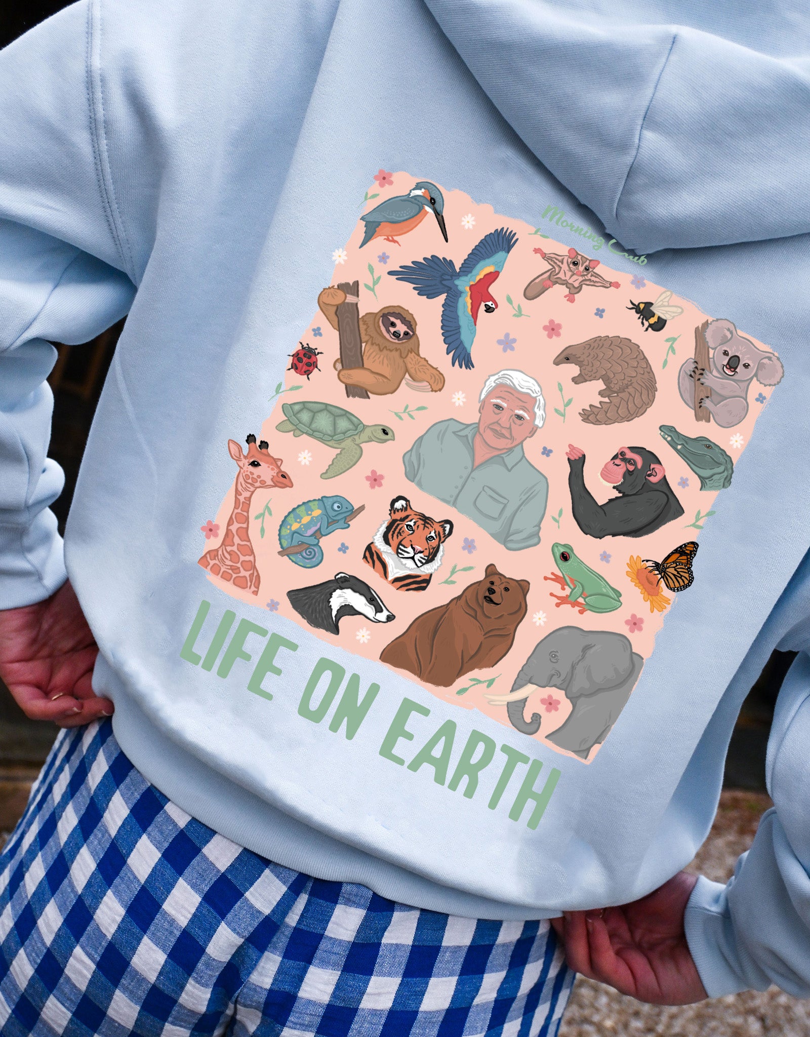 Life On Earth Printed Boxy Organic Cotton Zip Hoodie