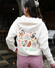 Life On Earth Printed Boxy Organic Cotton Zip Hoodie