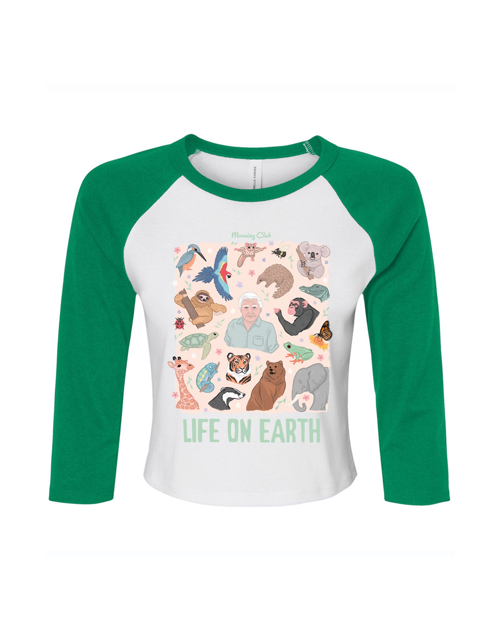 Life On Earth Printed Micro Rib 3/4 Sleeve Tee