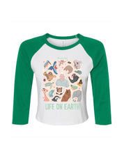 Life On Earth Printed Micro Rib 3/4 Sleeve Tee