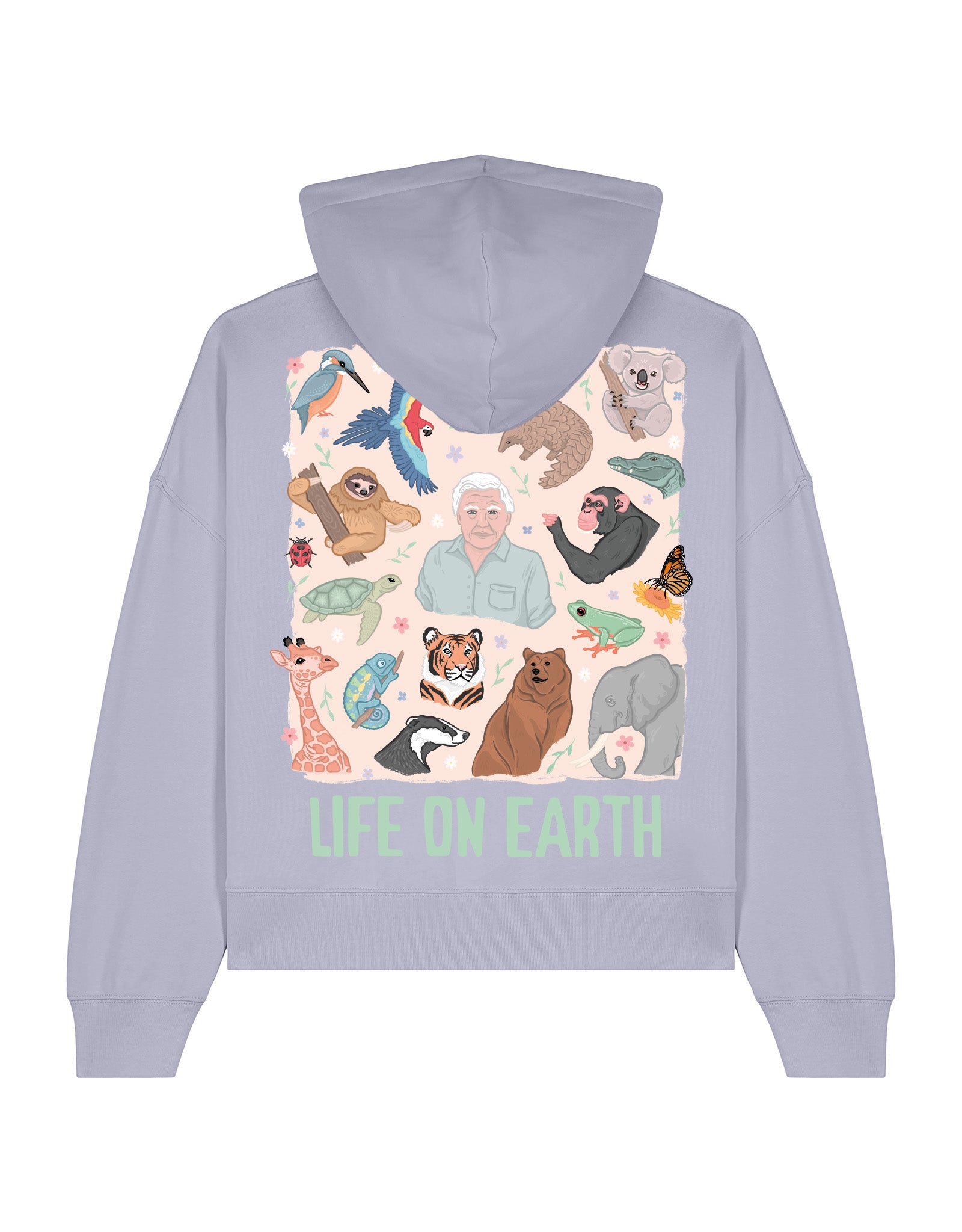 Life On Earth Printed Boxy Organic Cotton Hoodie