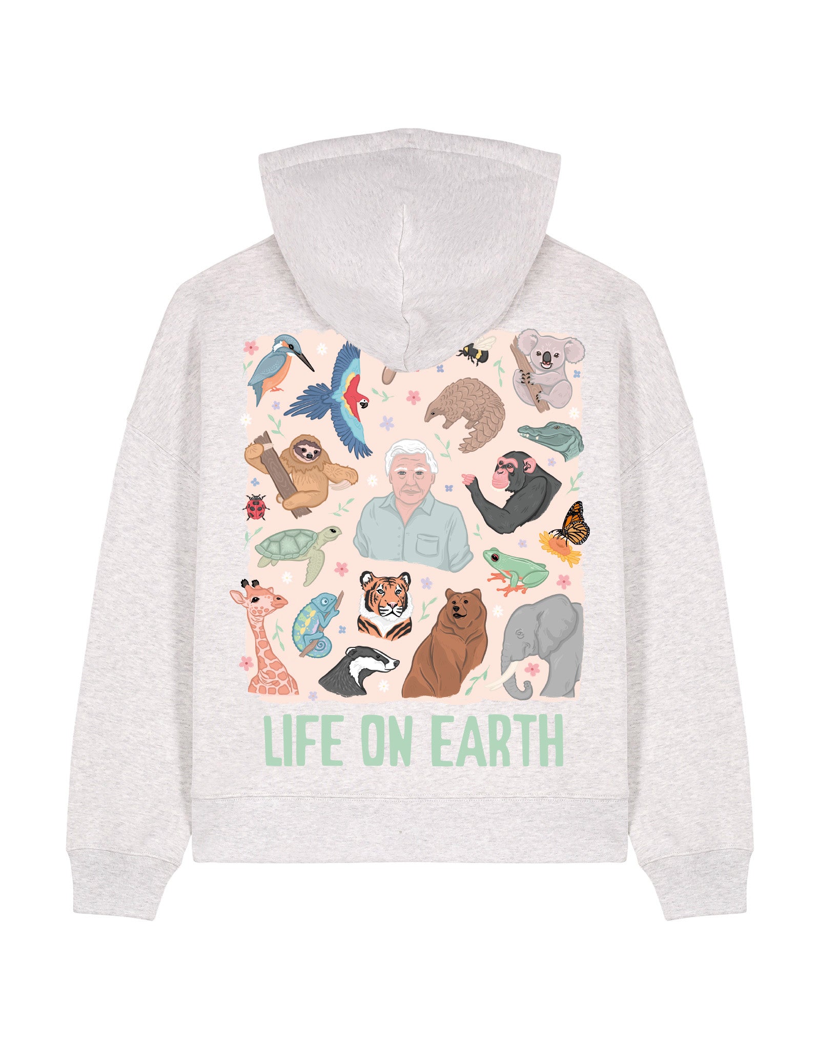 Life On Earth Printed Boxy Organic Cotton Hoodie