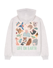 Life On Earth Printed Boxy Organic Cotton Hoodie