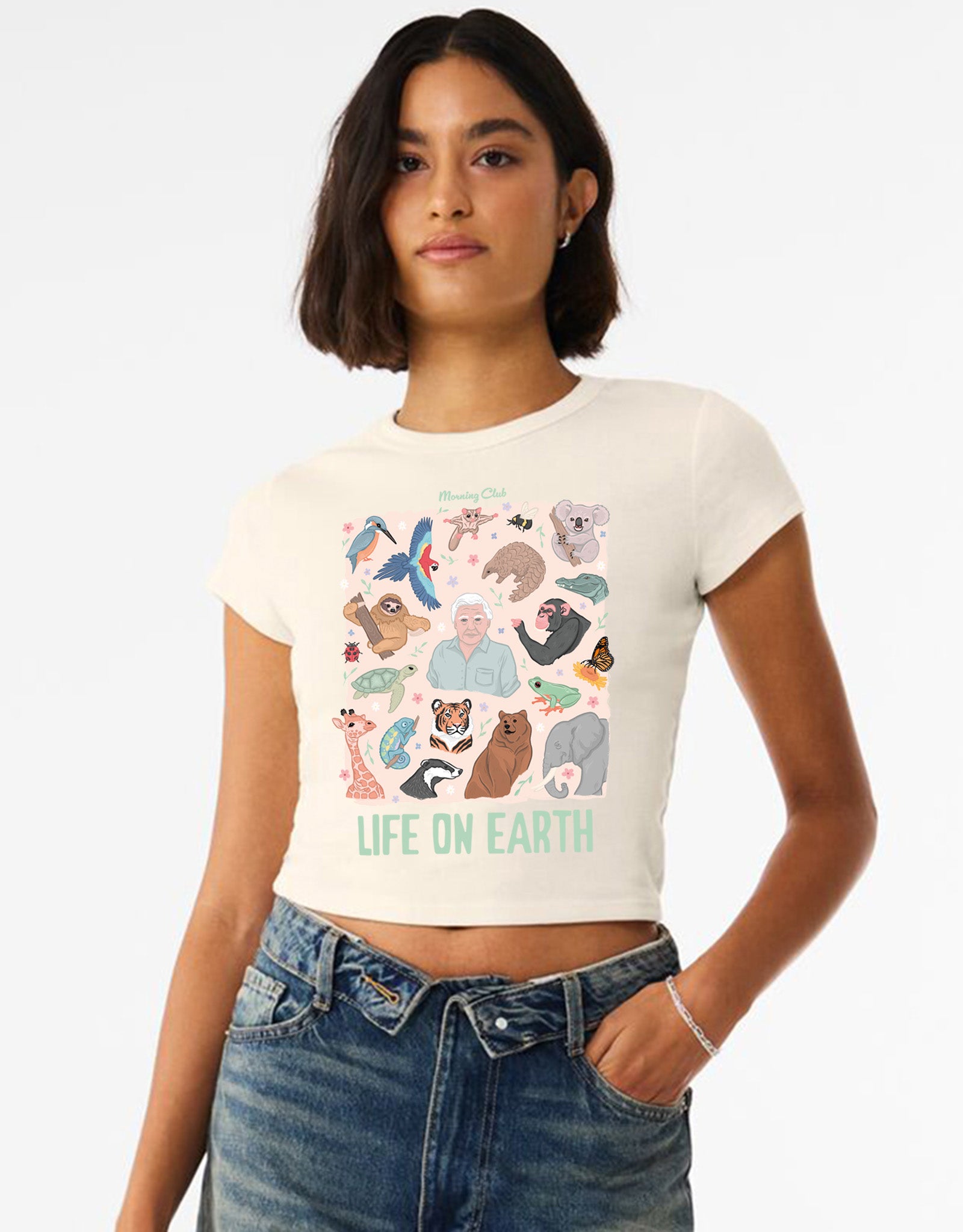 Life On Earth Printed Micro Rib Baby Tee