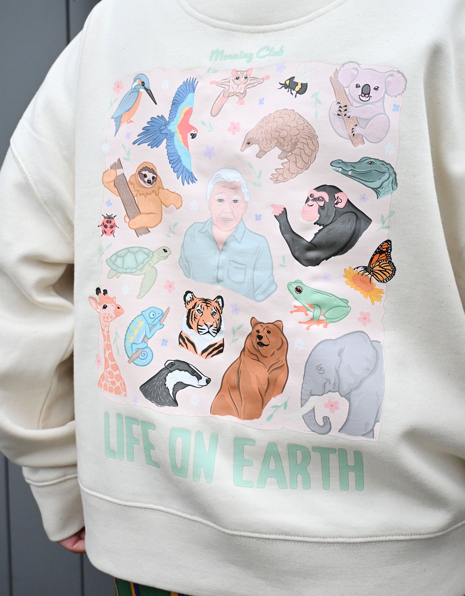 Life On Earth Printed Boxy Organic Cotton Hoodie