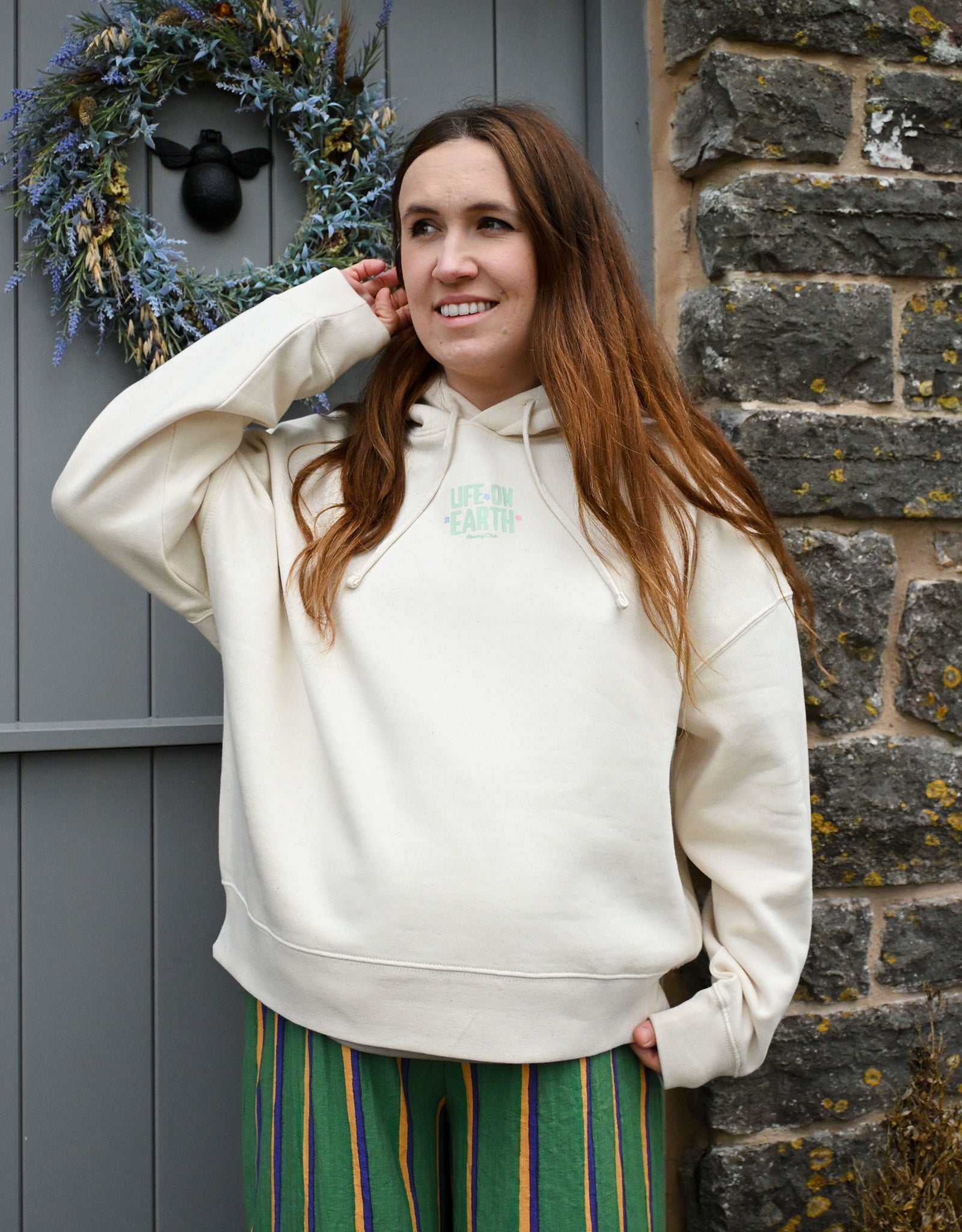 Life On Earth Printed Boxy Organic Cotton Hoodie