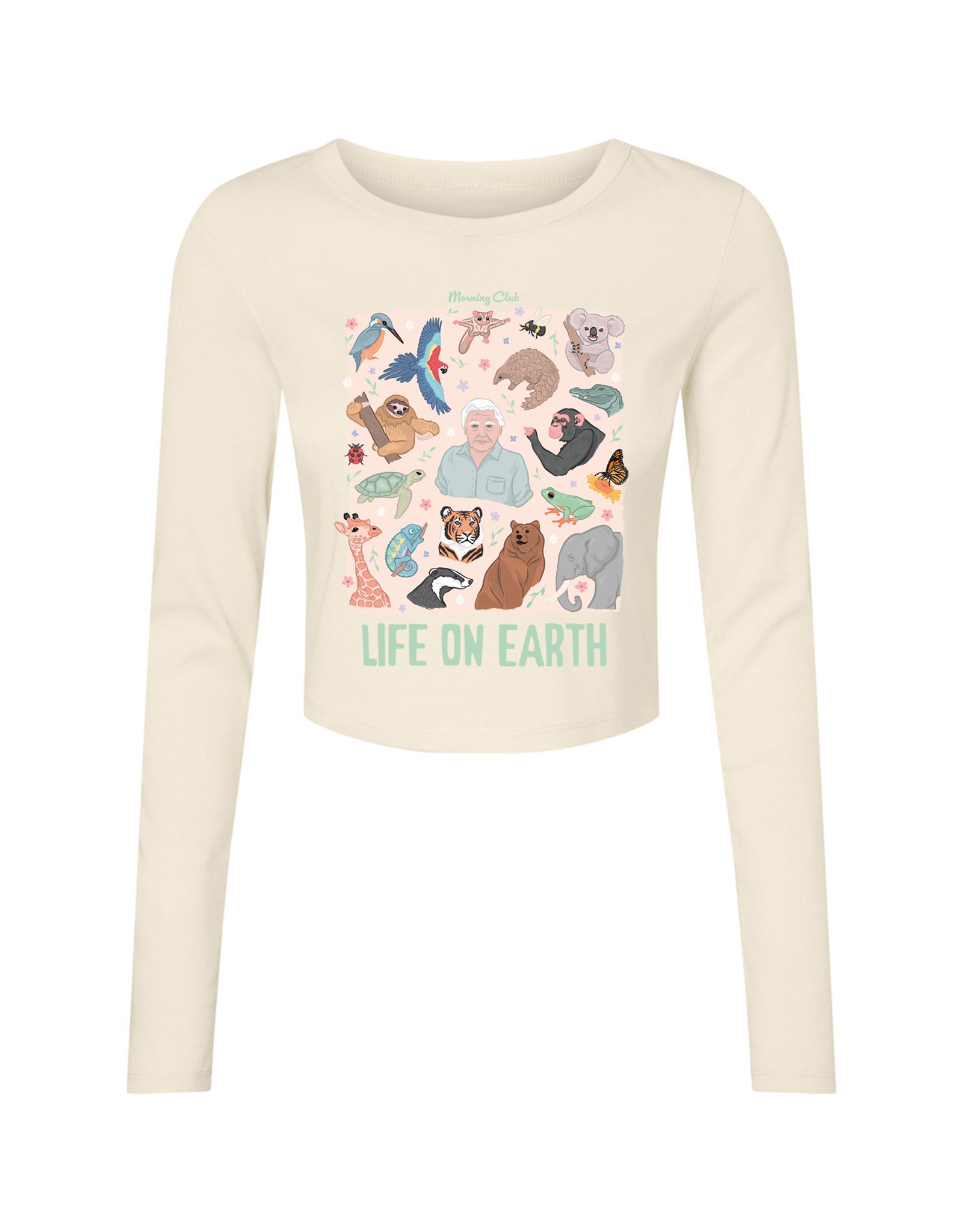 Life On Earth Printed Micro Rib Long Sleeved Tee