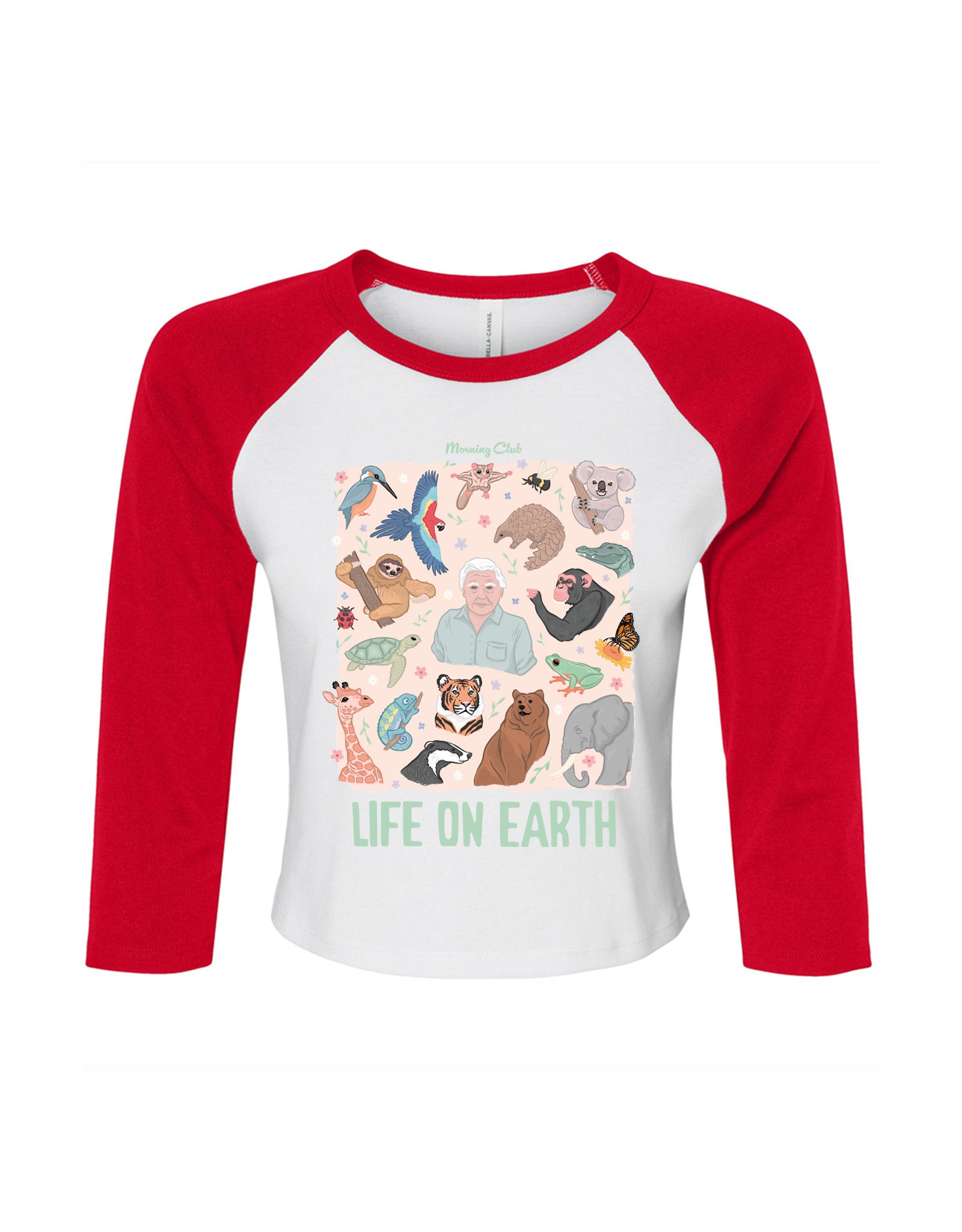 Life On Earth Printed Micro Rib 3/4 Sleeve Tee