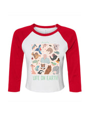 Life On Earth Printed Micro Rib 3/4 Sleeve Tee