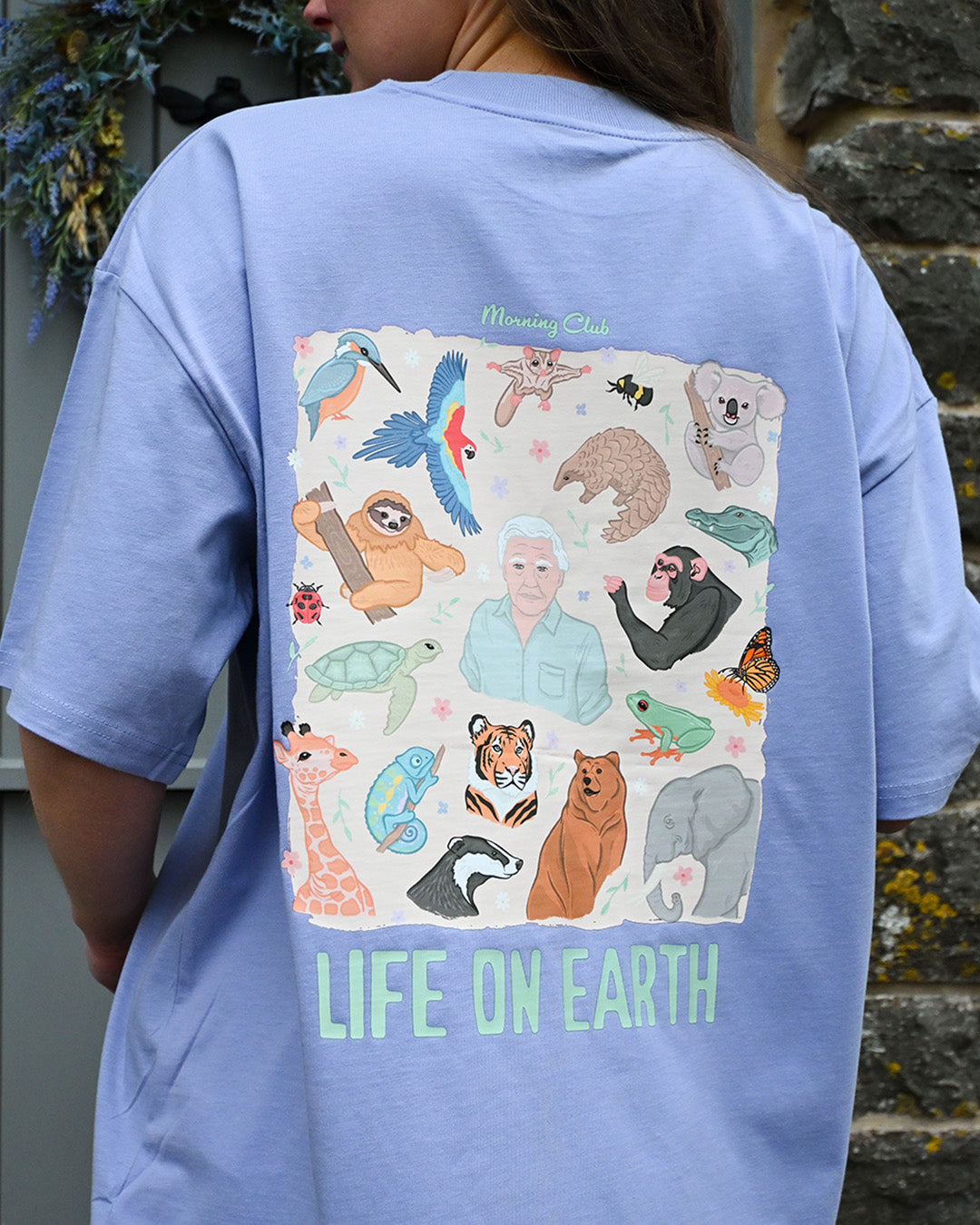 Life On Earth Printed Oversized Organic Cotton Tee