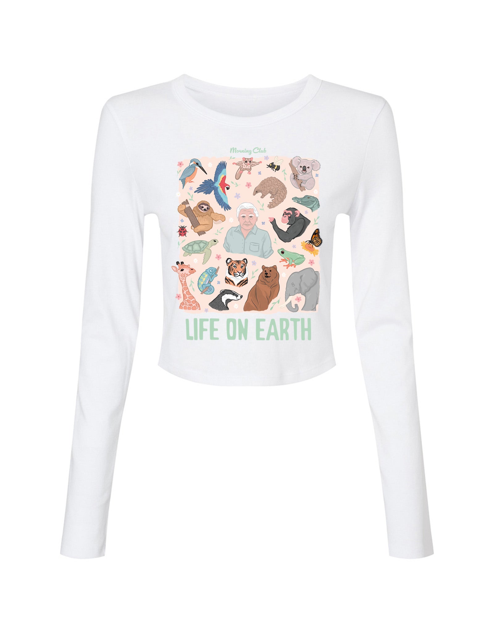 Life On Earth Printed Micro Rib Long Sleeved Tee