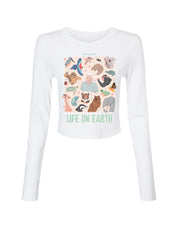 Life On Earth Printed Micro Rib Long Sleeved Tee