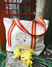 Life On Earth Embroidered Boat Bag