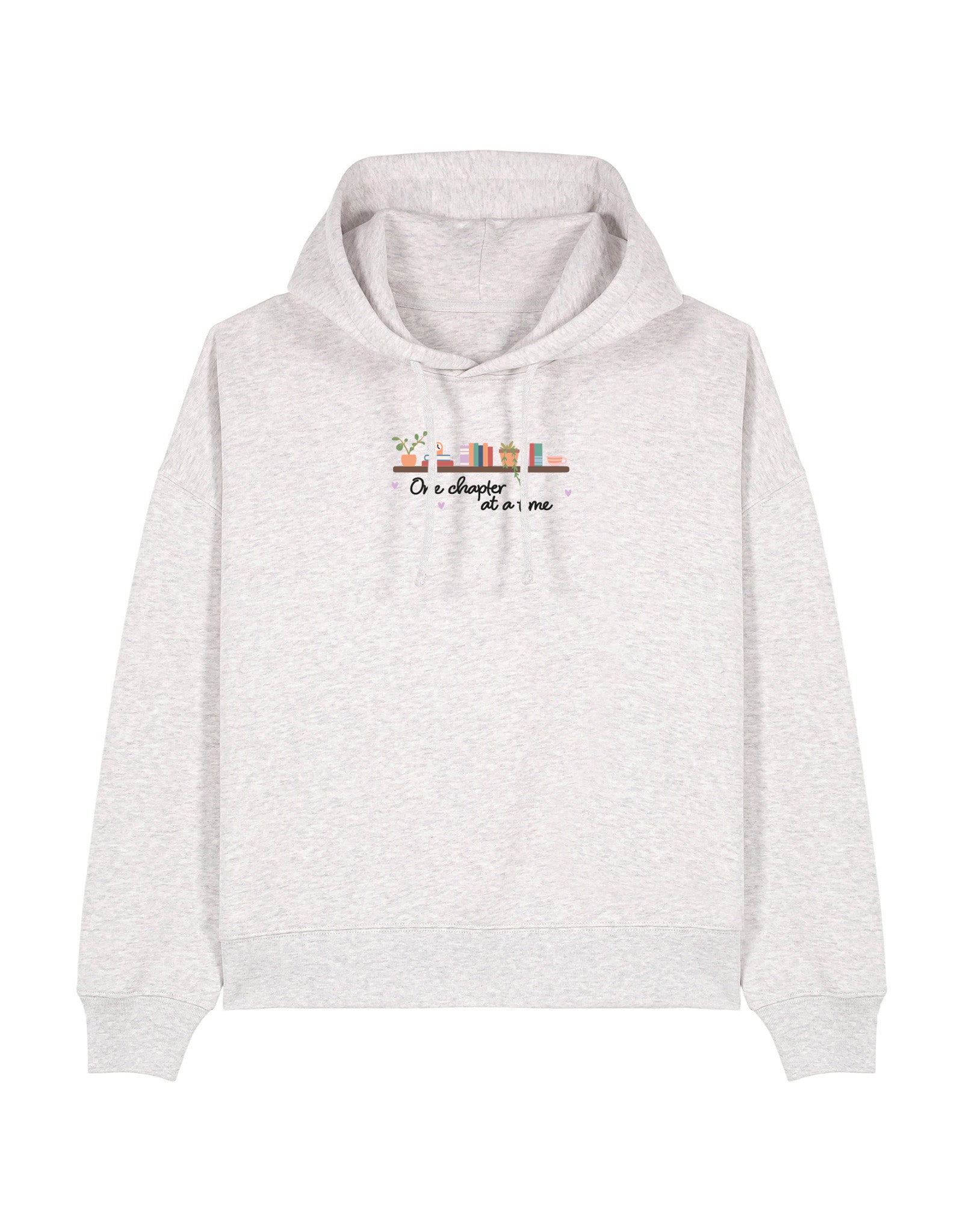 One Chapter At A Time Embroidered Boxy Organic Cotton Hoodie