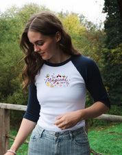 Magical Embroidered Micro Rib 3/4 Sleeve Tee