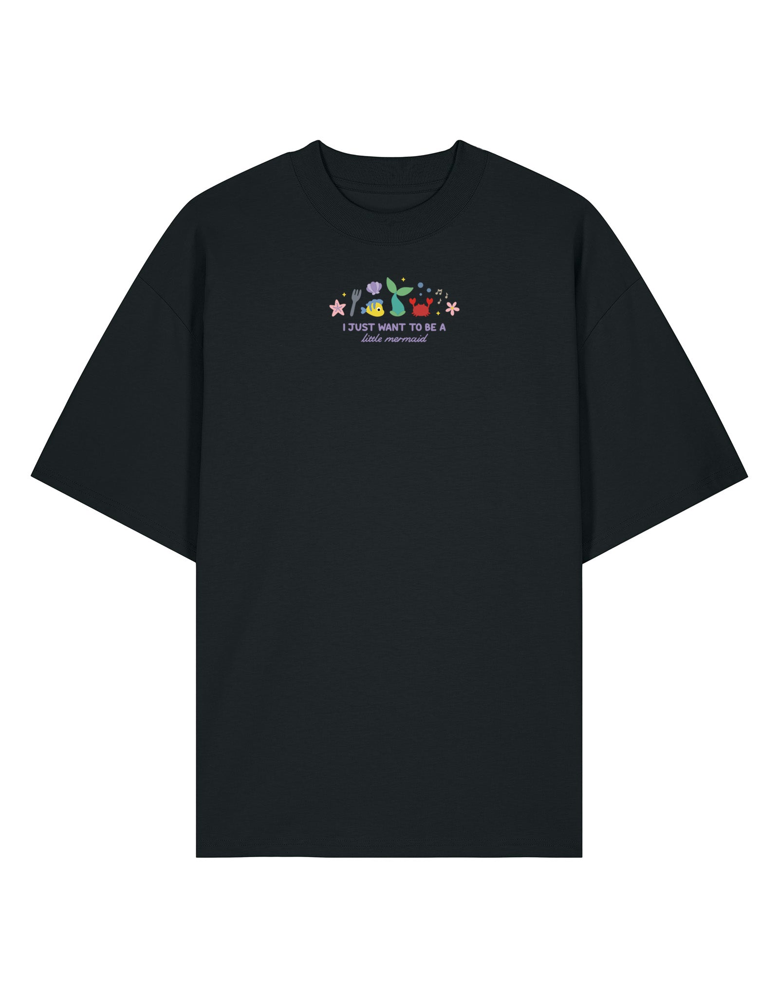 Mermaid Embroidered Oversized Organic Cotton Tee