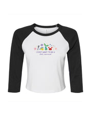 Mermaid Embroidered Micro Rib 3/4 Sleeve Tee