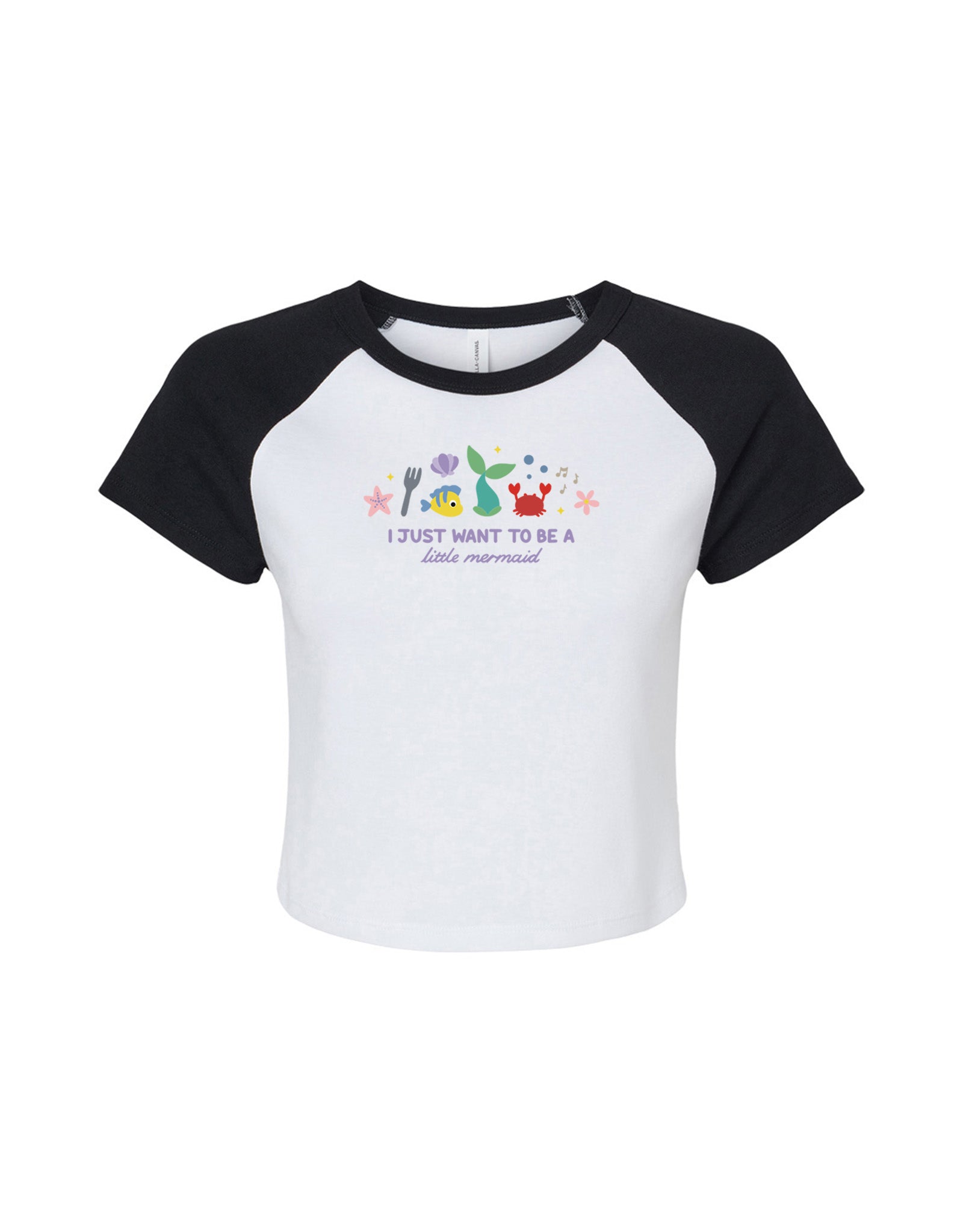 Mermaid Embroidered Micro Rib Raglan Baby Tee